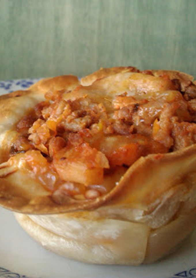 Una foto de Cupcakes de lasaña con salsa boloñesa