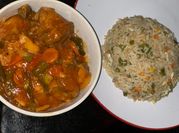 A picture of gizzards and rice