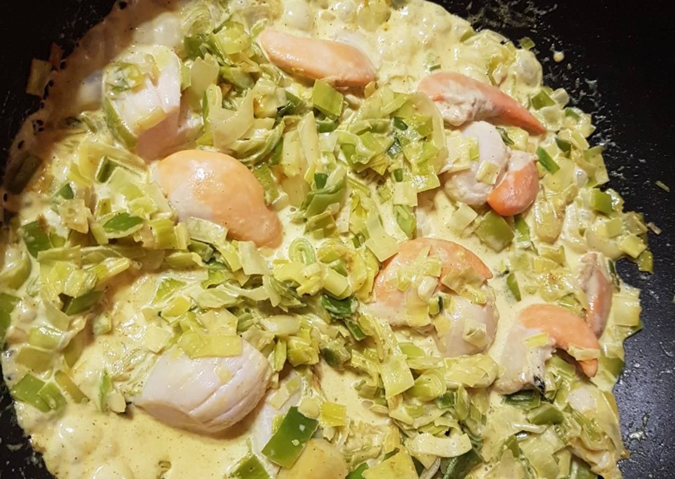 Fondue de poireaux aux st jacques