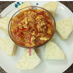 A picture of Yam and scrambled eggs.