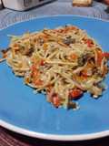 Salteado de verduras con fideos integrales