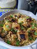 One pan greek lemon chicken rice with roast garlic