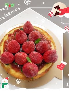 草莓聖誕巴斯克乳酪蛋糕 的食譜成品照片