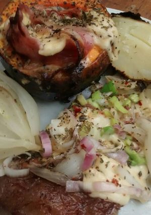 Una foto de Matambre a la fuggazza con verduras al rescaldo