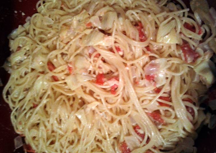 Simple Way to Make Any-night-of-the-week spaghetti with artichoke hearts and tomatoes