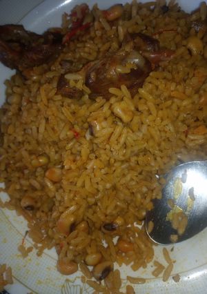 A picture of Palm Oil Rice & beans.