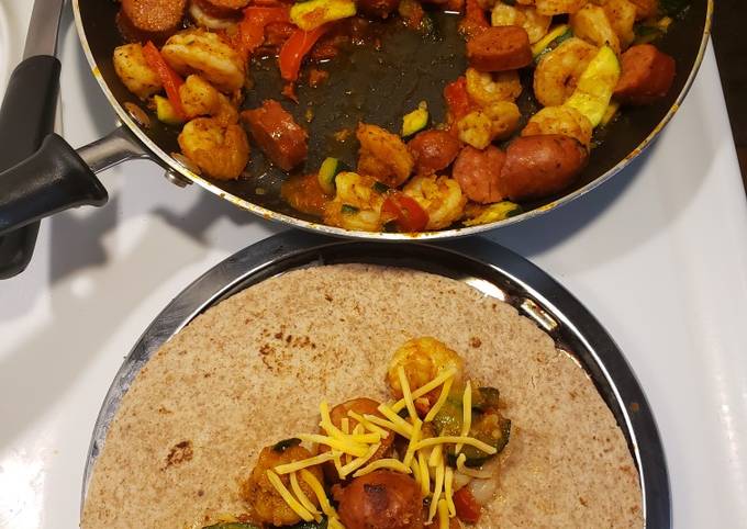 1 skillet andouille sausage & shrimp