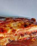 Lasagna de Zucchini y berenjena con jamón y queso gratinada 😋
