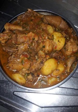 A picture of Chicken with potatoes.
