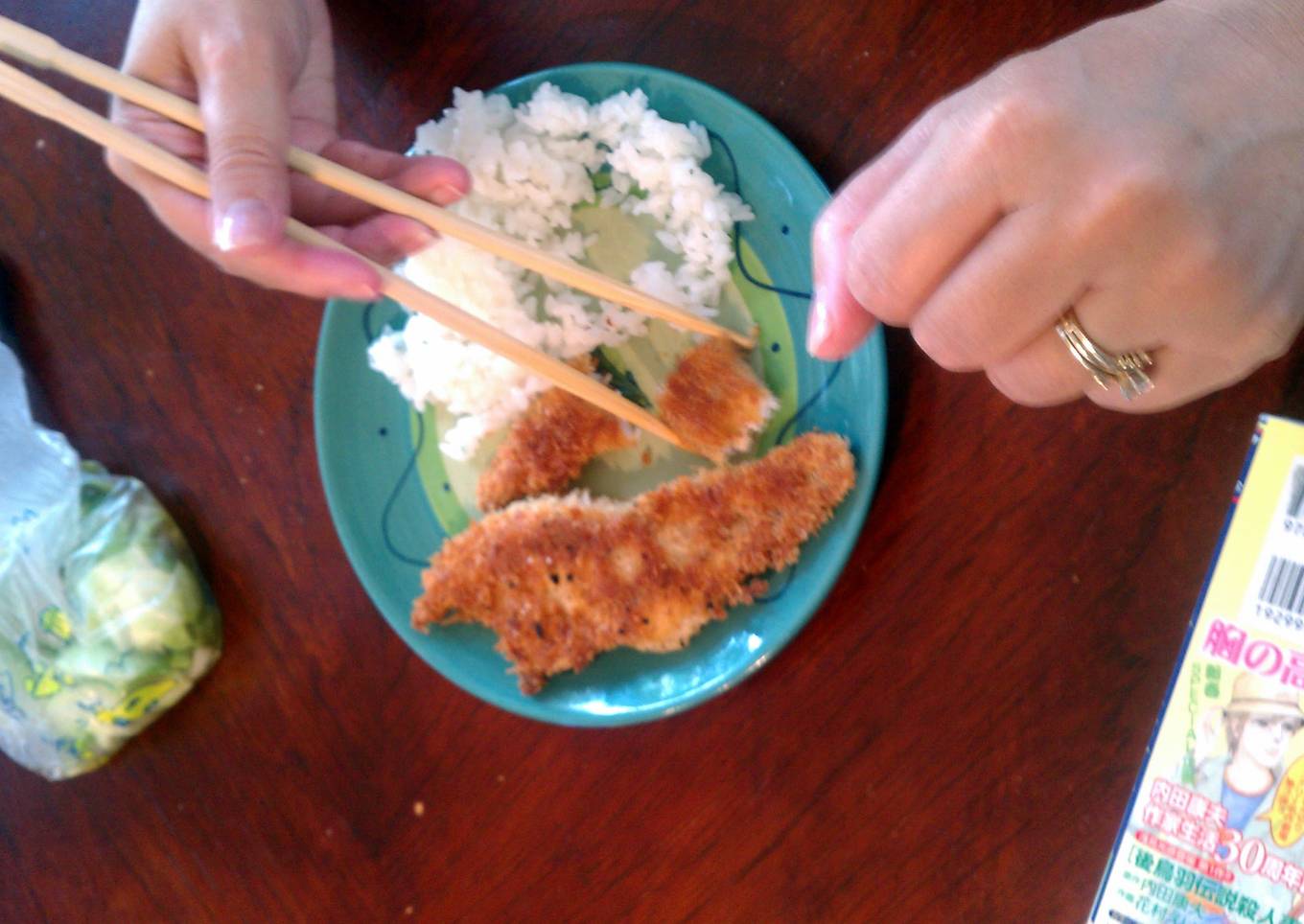 fried fish and cabbage rice