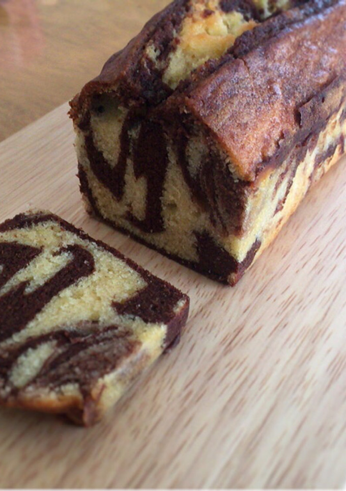 A picture of Cocoa Marble Pound Cake.