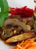 Seitan com cogumelos ao whisky