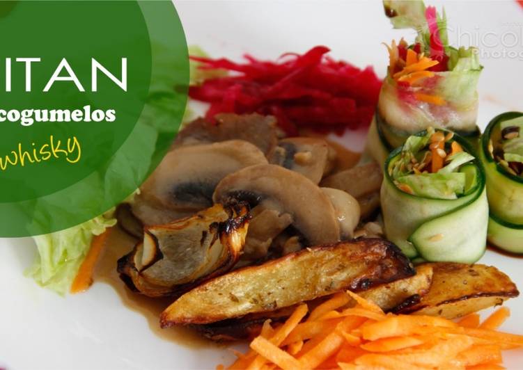 Seitan com cogumelos ao whisky