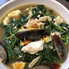 A picture of Spinach with Century Eggs.