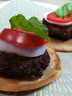 A picture of Coin Chapli kabab with Coin Paratha.