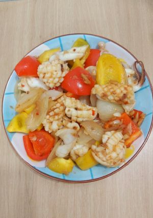 Hình của món MỰC XÀO ỚT CHUÔNG (VỊ MUỐI ỚT TÂY NINH).