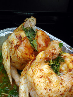 A picture of Beer Can Chicken.