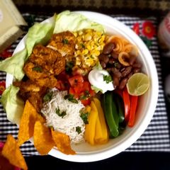 Grilled chicken burrito bowl A picture of Grilled chicken burrito bowl.