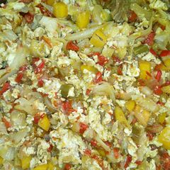 A picture of Cabbage and egg sauce.