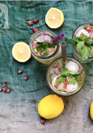 Hình của món Trà Hoa Hồng Trái Vải.