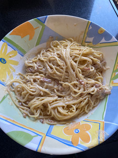 Una foto de Spaghettis a la carbonara