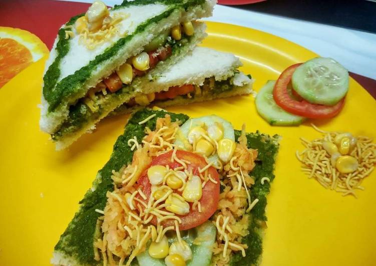 Easiest Way to Make Speedy Coriander chutney veggie corn bhajia sandwich