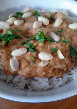 A picture of Peanut Butter Chicken in a Slow Cooker.