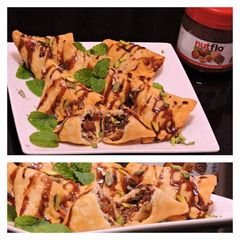 Chocolate Nutella Dry Fruit Samosa A picture of Chocolate Nutella Dry Fruit Samosa.