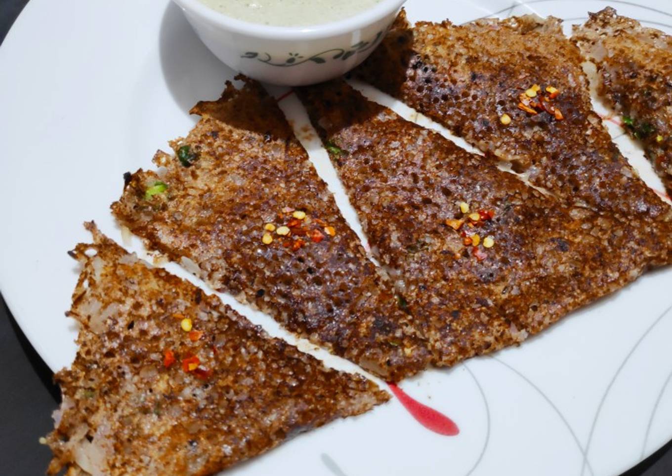 Ragi onion rava dosa with hotel style coconut chutney