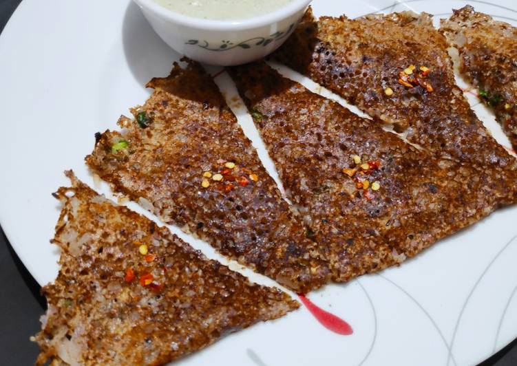 Step-by-Step Guide to Cook Super Quick Ragi onion rava dosa with hotel style coconut chutney