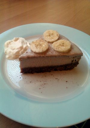 A picture of Vickys Amazing Banana Cheesecake, (contains cashews) GF DF EF SF.
