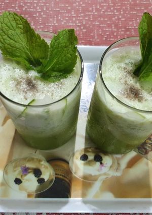 A picture of Cucumber Mint Cooler Mocktail.