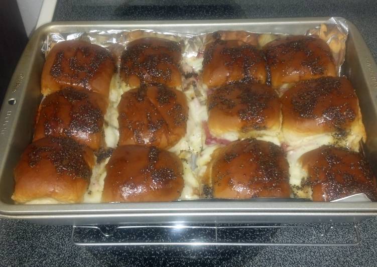 Glazed hot ham or turkey sandwiches