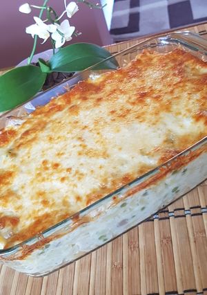 Sajtmártásos, rakott csirkemell recept fotója