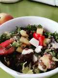 Ensalada de lentejas con melocotón y vinagreta de yogur