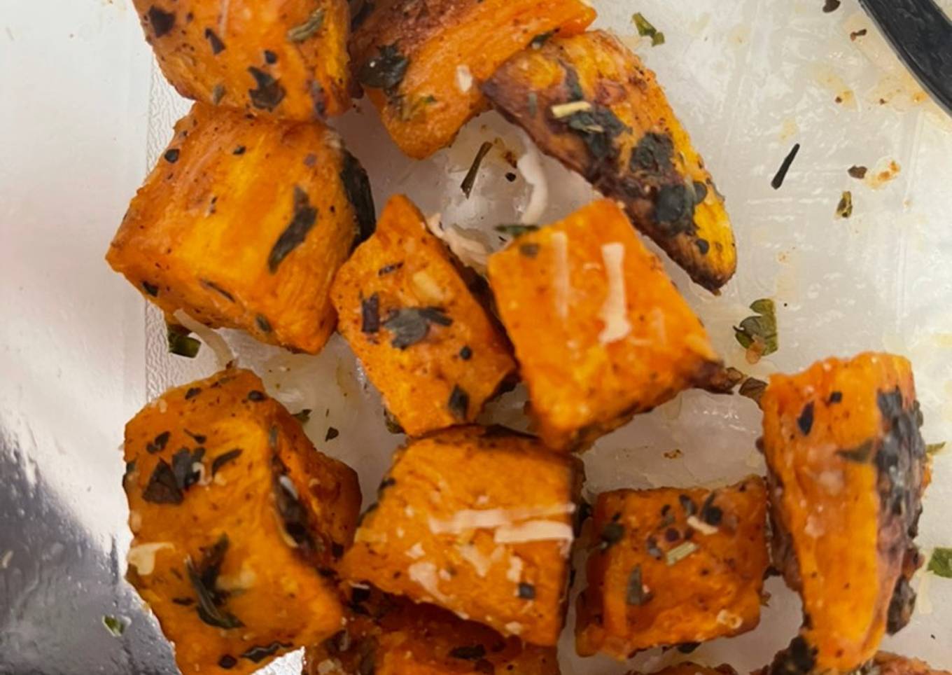 Parmesan and sweet potato with herbs