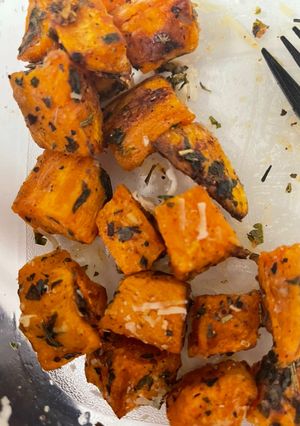 A picture of Parmesan and herb sweet potatoes.