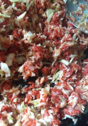 A picture of Chorizo with Cabbage for a Different Breakfast.