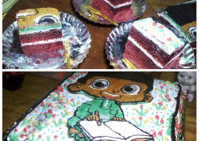 Red velvet birthday cake - cookandrecipe.com