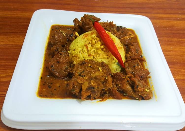 Dhaba Mutton with corn pulao