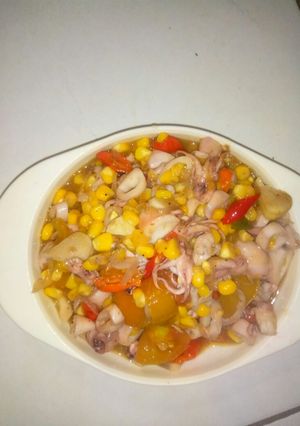 Foto resep Cumi cah jagung asam pedas
