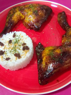 Una foto de Pollo al horno con curry y miel
