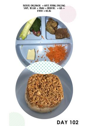 Foto resep Menu MPASI Day 102 - Nasi Tim Hati Ayam & Daging Sapi