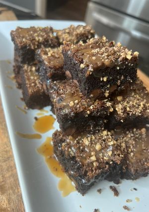 A picture of Spiked salted caramel brownies.