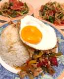 Pollo salteado con albahaca Tailandés ผัดกระเพราไก่ Japonés GAPAORAISU🇹🇭🇺🇾🇯🇵パッド・ガパオ・ガイ（鶏肉のバジル炒め）