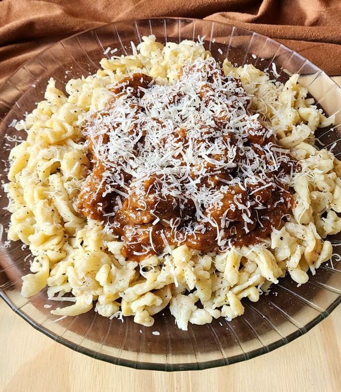 A picture of 🥘Goulash: The Beef Stew That Goes With Any Pasta 🥘 Today, With Spätzle 🥘.
