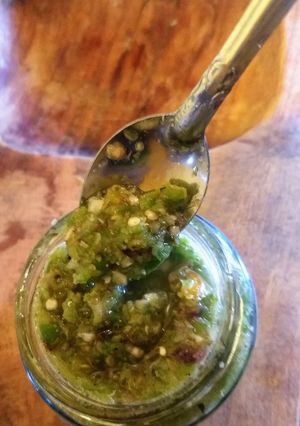 Una foto de Salsa de chile verde tatemada 🙀