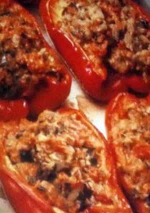 A picture of Sig's Tomato and Anchovy filled Red Peppers.