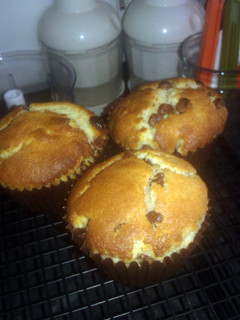 A picture of choc chip muffins.
