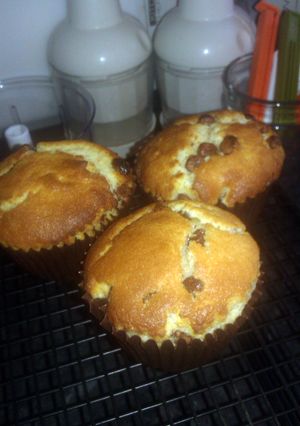 A picture of choc chip muffins.